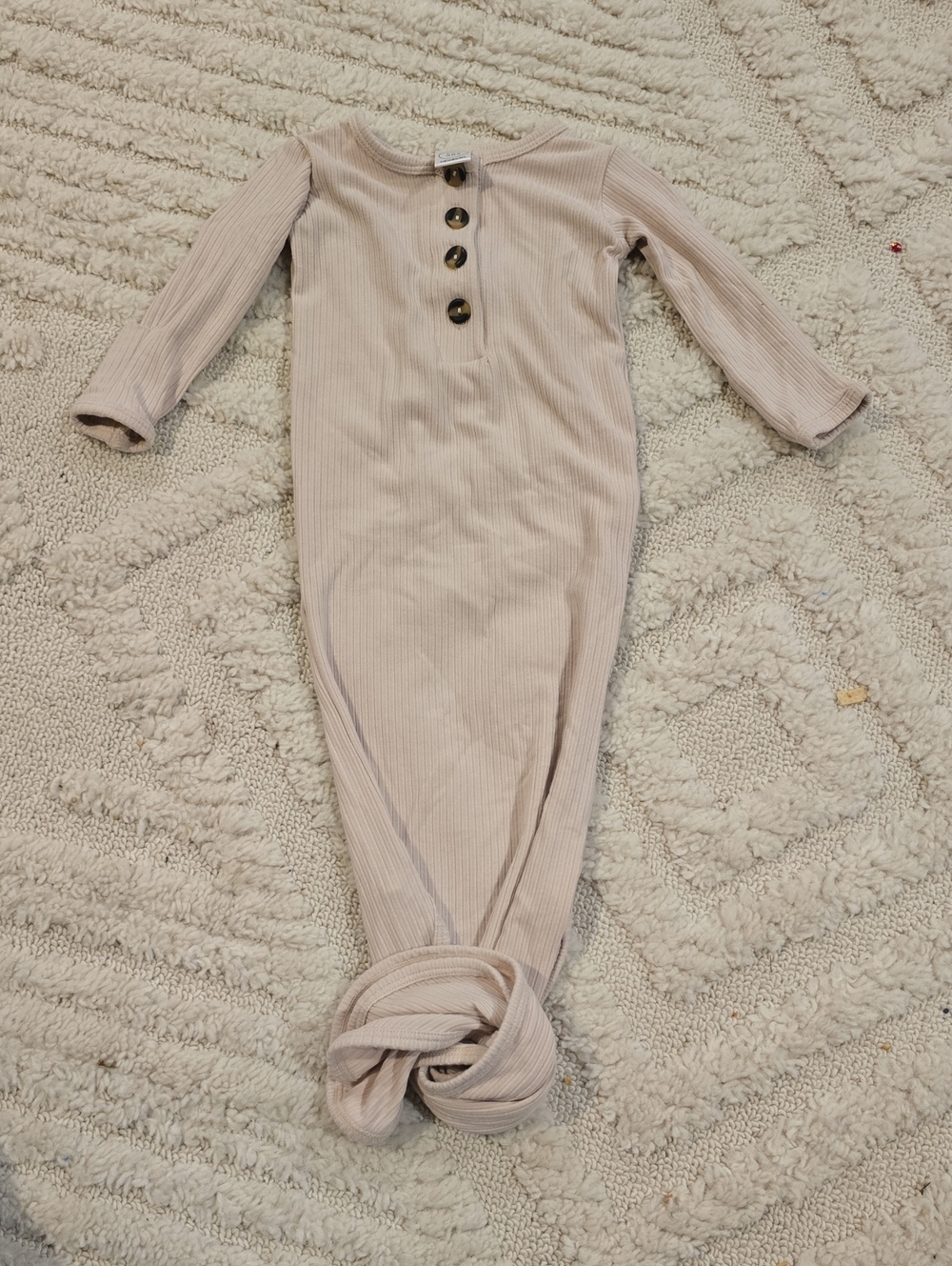 Lou Lou & Company Ribbed Long-Sleeve Knotted One-Piece in Light Beige
